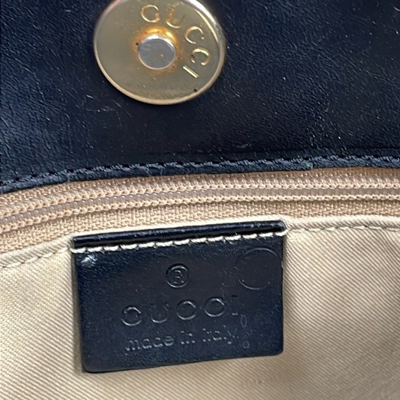 Gucci Monogram GG Small Black Nylon Tote Bag Zip Front Pockets Metallic Luxury - Picture 16 of 17